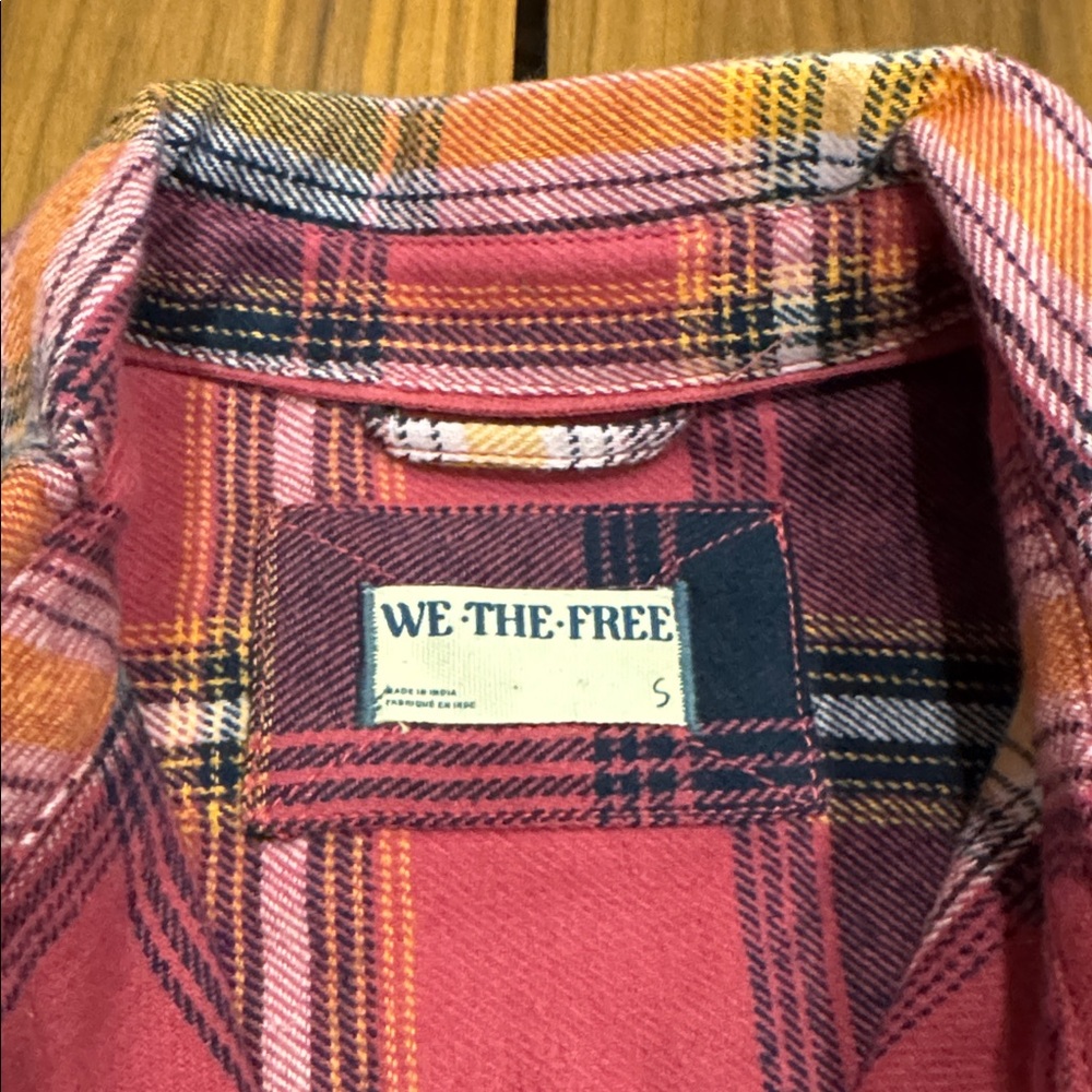 Free People Nordic Chill Plaid Flannel oversized Shirt Jacket size Small - Picture 7 of 11